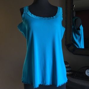 TURQUOISE LACE STRAP TANK TOP